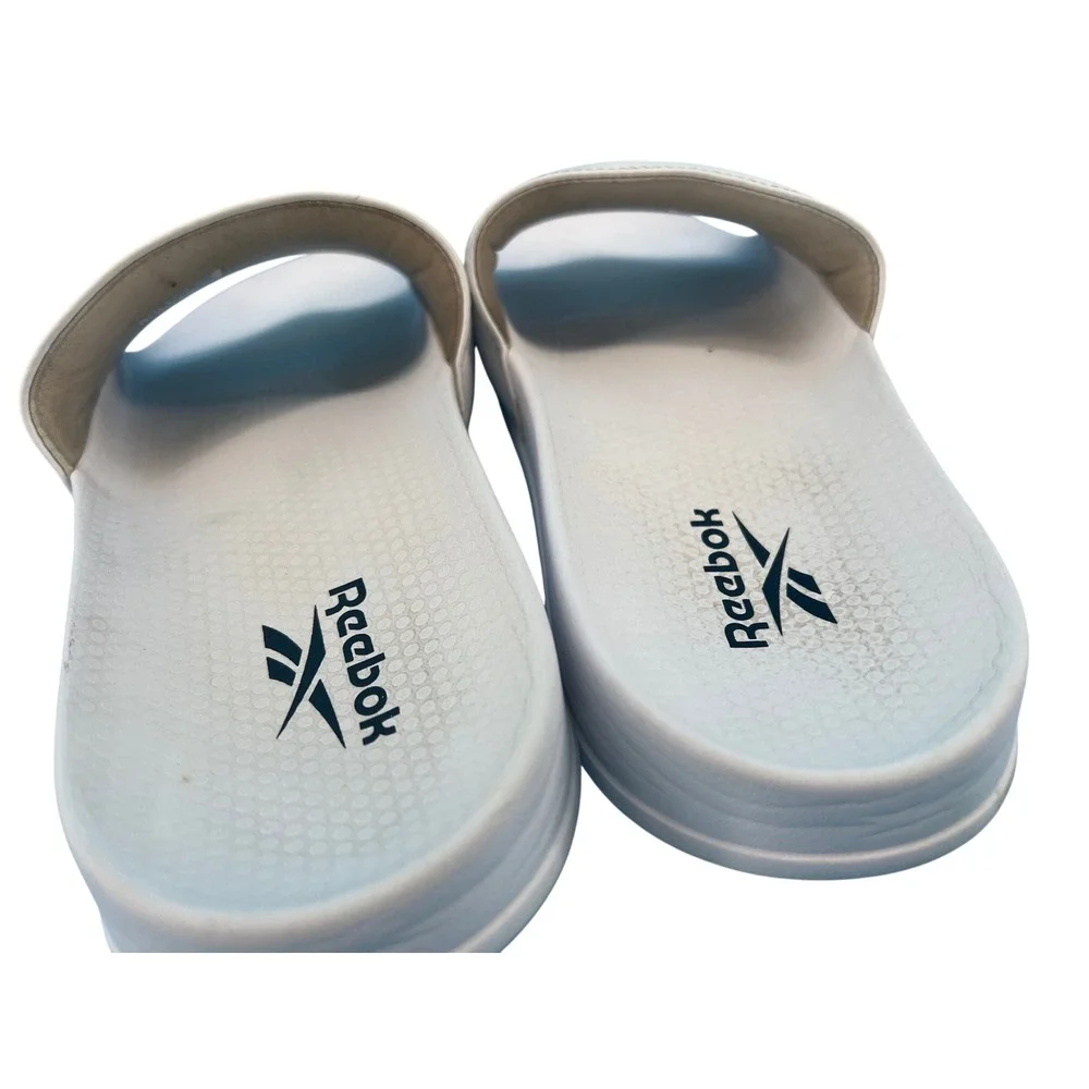 Reebok Classic Slide White Black Athletic Sandals Mens 12 Womens 13